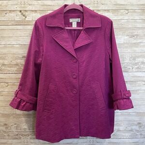 Vintage‎ Simonton Says Womens L Blazer Magenta Jacket 3/4 Sleeve George Simonton